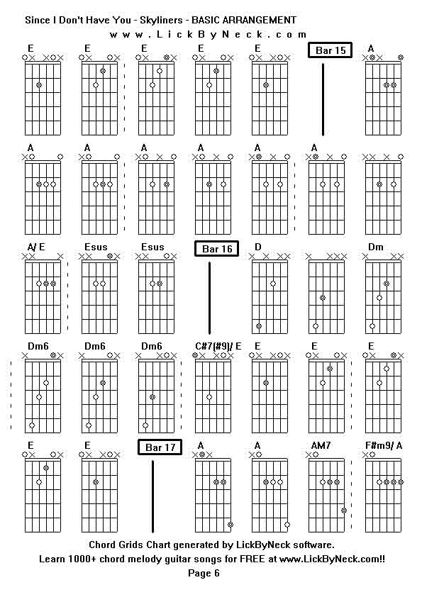 Chord Grids Chart of chord melody fingerstyle guitar song-Since I Don't Have You - Skyliners - BASIC ARRANGEMENT,generated by LickByNeck software.